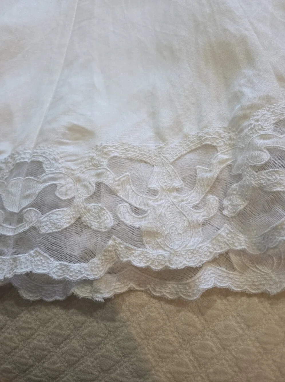 NWT Lane Bryant White Midi Skirt Linen Blend Size 22/24 Lace Hem Cottagecore - Picture 7 of 12